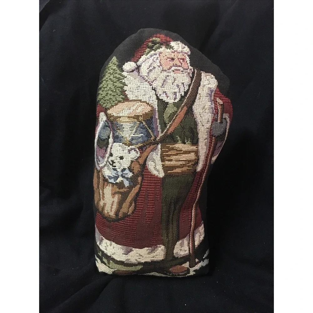 Santa Christmas Tapestry Door Stop Pillow Standing